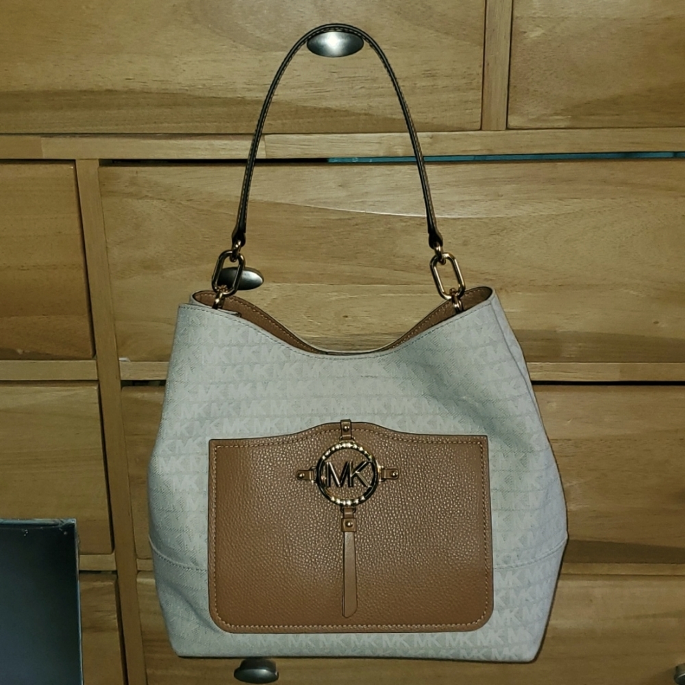 Michael Kors handbag, cloth and leather, beige